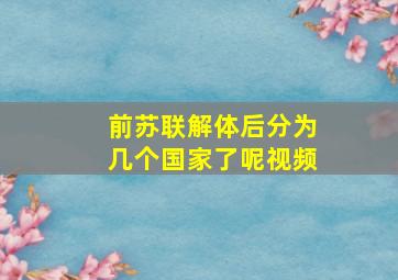 前苏联解体后分为几个国家了呢视频