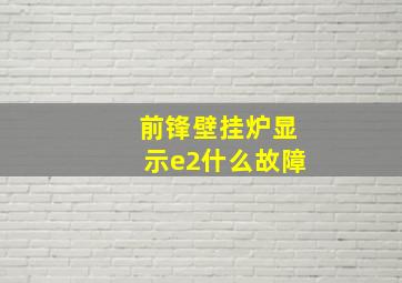 前锋壁挂炉显示e2什么故障