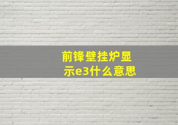 前锋壁挂炉显示e3什么意思