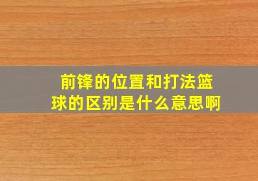 前锋的位置和打法篮球的区别是什么意思啊