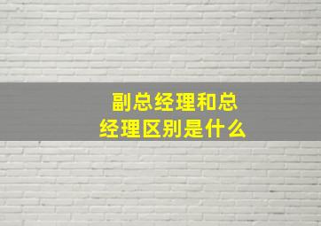 副总经理和总经理区别是什么