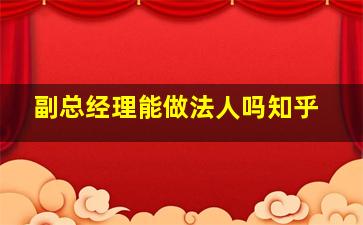 副总经理能做法人吗知乎