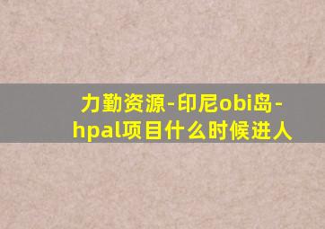 力勤资源-印尼obi岛-hpal项目什么时候进人