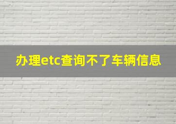 办理etc查询不了车辆信息