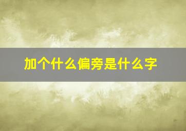 加个什么偏旁是什么字