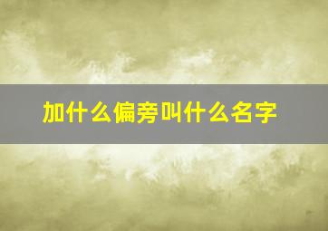 加什么偏旁叫什么名字