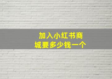 加入小红书商城要多少钱一个