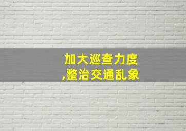 加大巡查力度,整治交通乱象