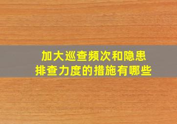 加大巡查频次和隐患排查力度的措施有哪些