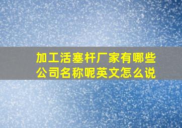 加工活塞杆厂家有哪些公司名称呢英文怎么说