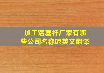 加工活塞杆厂家有哪些公司名称呢英文翻译