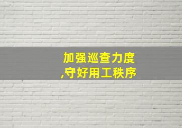 加强巡查力度,守好用工秩序