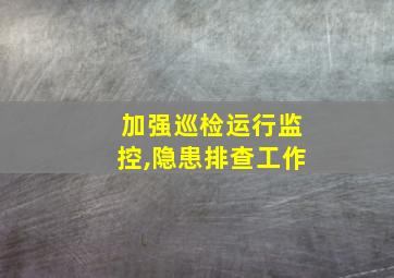 加强巡检运行监控,隐患排查工作