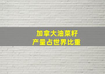 加拿大油菜籽产量占世界比重