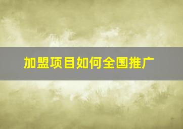 加盟项目如何全国推广