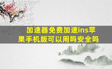 加速器免费加速ins苹果手机版可以用吗安全吗