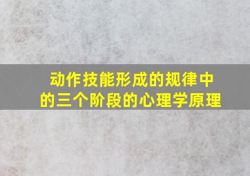 动作技能形成的规律中的三个阶段的心理学原理