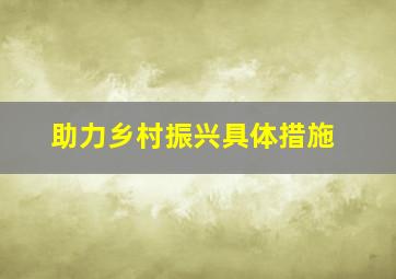 助力乡村振兴具体措施