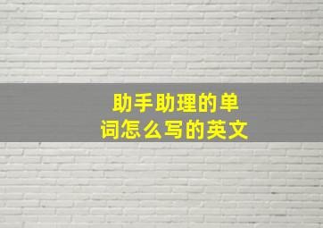 助手助理的单词怎么写的英文