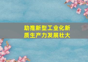 助推新型工业化新质生产力发展壮大