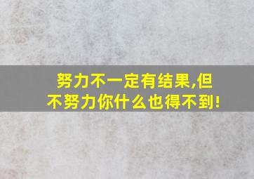 努力不一定有结果,但不努力你什么也得不到!