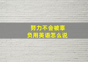 努力不会被辜负用英语怎么说