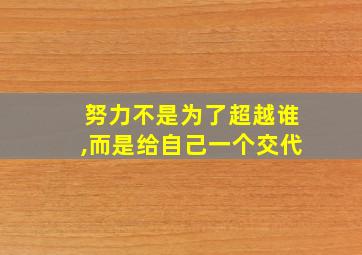 努力不是为了超越谁,而是给自己一个交代