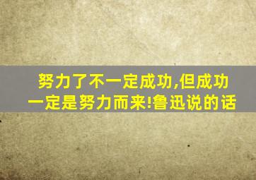 努力了不一定成功,但成功一定是努力而来!鲁迅说的话