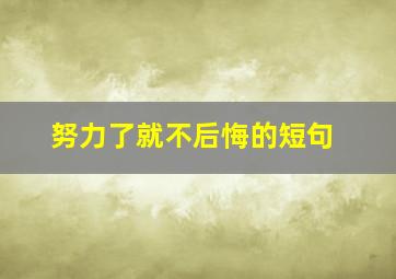 努力了就不后悔的短句