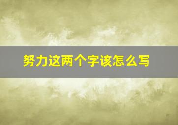 努力这两个字该怎么写