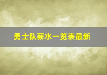 勇士队薪水一览表最新