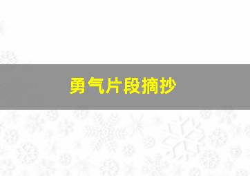 勇气片段摘抄