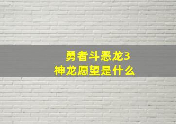 勇者斗恶龙3神龙愿望是什么