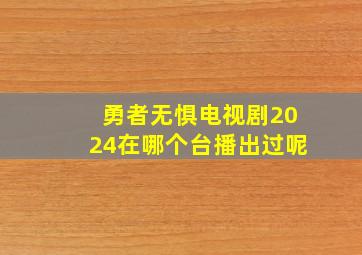 勇者无惧电视剧2024在哪个台播出过呢