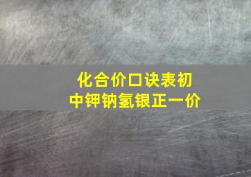 化合价口诀表初中钾钠氢银正一价