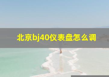 北京bj40仪表盘怎么调