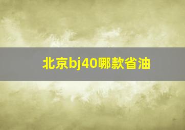 北京bj40哪款省油