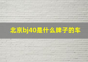 北京bj40是什么牌子的车