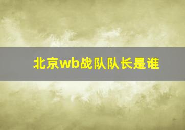 北京wb战队队长是谁