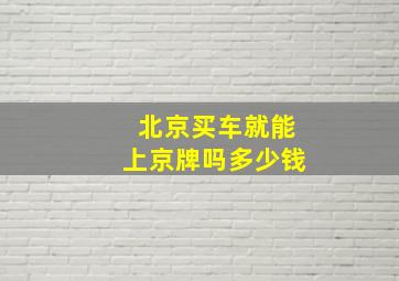 北京买车就能上京牌吗多少钱