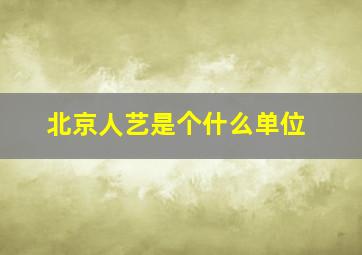 北京人艺是个什么单位