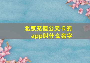 北京充值公交卡的app叫什么名字