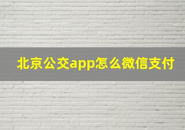 北京公交app怎么微信支付