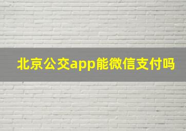 北京公交app能微信支付吗