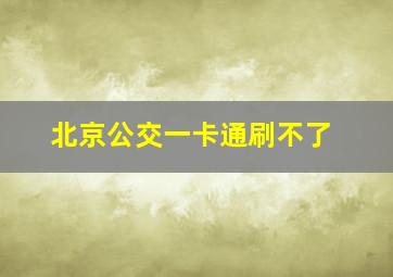 北京公交一卡通刷不了