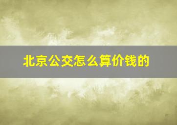 北京公交怎么算价钱的