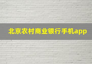 北京农村商业银行手机app