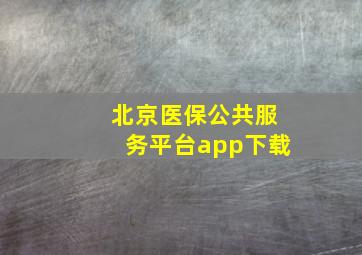 北京医保公共服务平台app下载