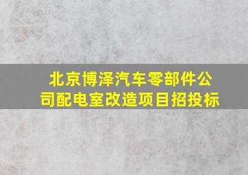 北京博泽汽车零部件公司配电室改造项目招投标