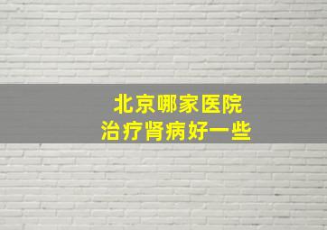 北京哪家医院治疗肾病好一些